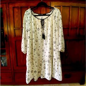 Kensie scribble owl drawings graphic mini dress